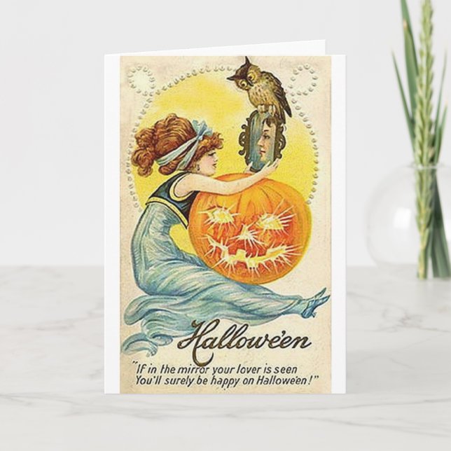 Vintage Halloween Mirror Card (Front)