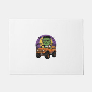 Vintage Halloween Monster Truck Pumpkin Shirt_1 Doormat