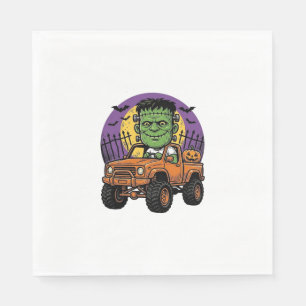 Vintage Halloween Monster Truck Pumpkin Shirt_1 Napkin