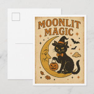 Vintage Halloween Moonlit Magic Postcard
