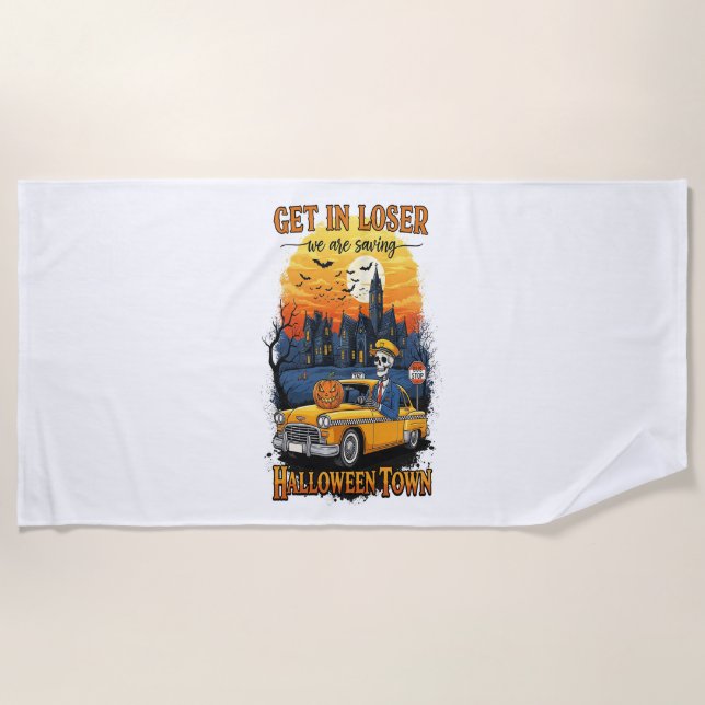 Vintage Halloween Movie Beach Towel (Front)