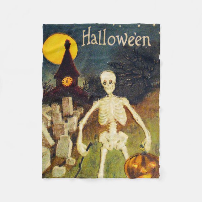 Vintage Halloween - Mr.Bones Fleece Blanket (Front)