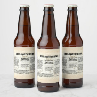 Vintage Halloween Newspaper Beer Bottle Label