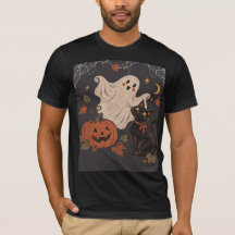 Vintage Halloween Night with Pumpkin and Ghost