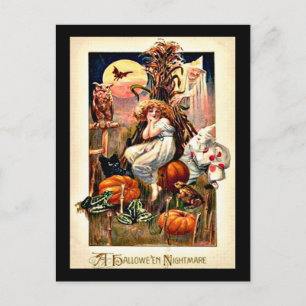 Vintage Halloween Nightmare Postcard