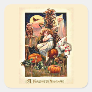 Vintage Halloween Nightmare Square Sticker