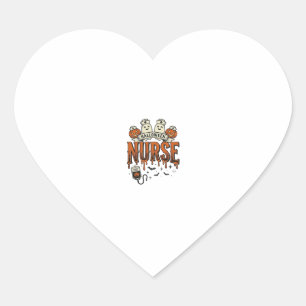 Vintage Halloween Nurse Ghost Pumpkin Design_1 Heart Sticker