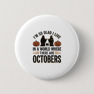 Vintage Halloween October Quote Pumpkin Cat Design 6 Cm Round Badge
