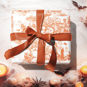 Vintage Halloween Orange Christmas Wrapping Paper 