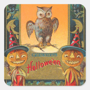 Vintage Halloween Owl Stickers - Trick or Treat