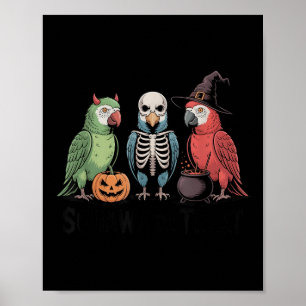 Vintage Halloween Parrots Squawk Or Treat Soky Poster