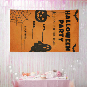Vintage Halloween Party Invite   Spooky Icons Banner