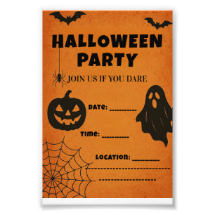 Vintage Halloween Party Invite   Spooky Icons Photo Print