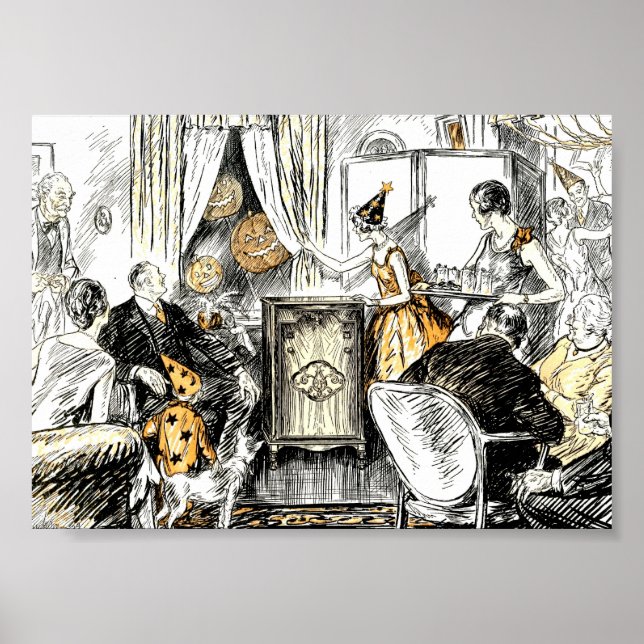 Vintage Halloween Party Poster (Front)