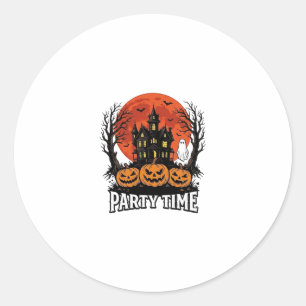 Vintage Halloween Party Time Ghost Pumpkin Shirt_1 Classic Round Sticker