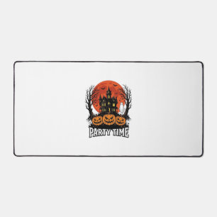 Vintage Halloween Party Time Ghost Pumpkin Shirt_1 Desk Mat