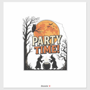 Vintage Halloween Party Time Witch Cauldron Shirt_