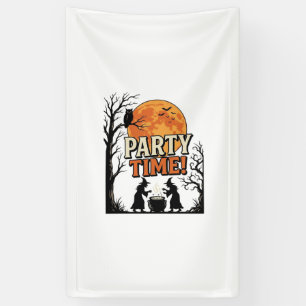 Vintage Halloween Party Time Witch Cauldron Shirt_ Banner