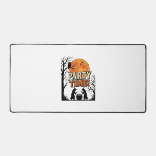 Vintage Halloween Party Time Witch Cauldron Shirt_ Desk Mat