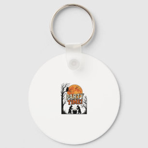 Vintage Halloween Party Time Witch Cauldron Shirt_ Key Ring