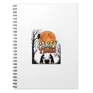 Vintage Halloween Party Time Witch Cauldron Shirt_ Notebook