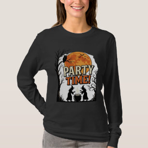 Vintage Halloween Party Time Witch Cauldron Shirt_ T-Shirt