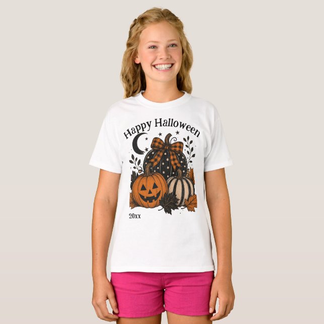 Vintage Halloween Pattern Graphic T-Shirt Design (Front Full)