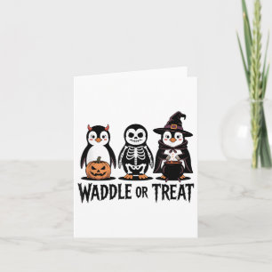Vintage Halloween Penguin Trick Or Waddle Spooky  Card
