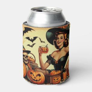 Vintage Halloween Pin-Up Can Cooler
