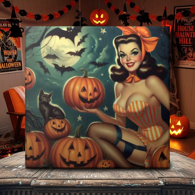 Vintage Halloween Pin Up Ceramic Tile (Creator Uploaded)