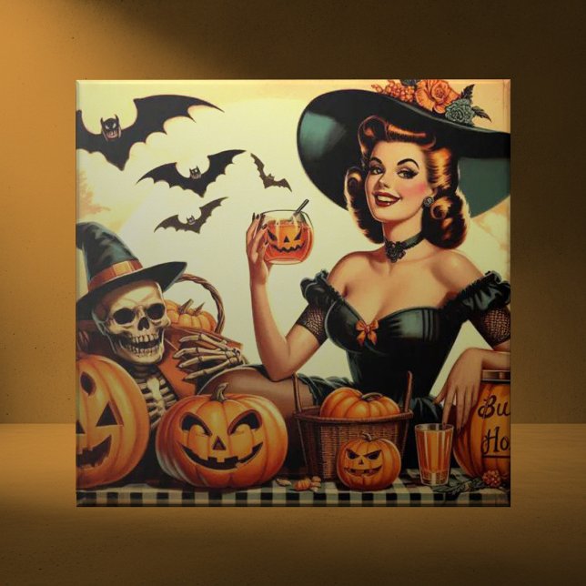 Vintage Halloween Pin-Up Ceramic Tile (Creator Uploaded)