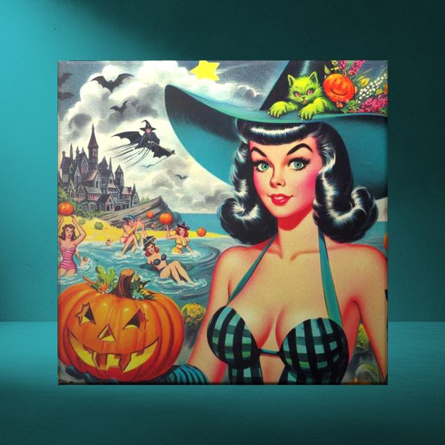 Vintage Halloween Pin-up Ceramic Tile (Creator Uploaded)