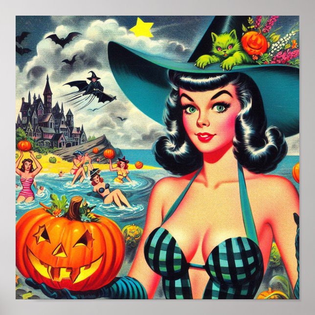 Vintage Halloween Pin-up Poster (Front)