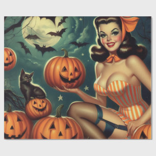 Vintage Halloween Pin Up Wrapping Paper