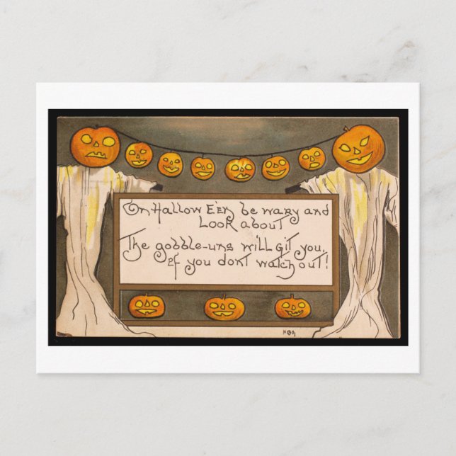 Vintage Halloween Poem Postcard (Front)