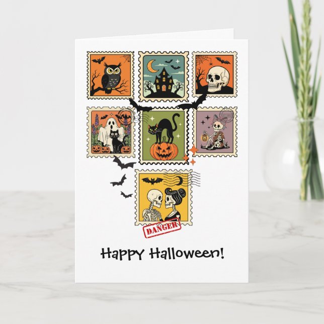 Vintage Halloween Postage Stamp Collection Card (Front)