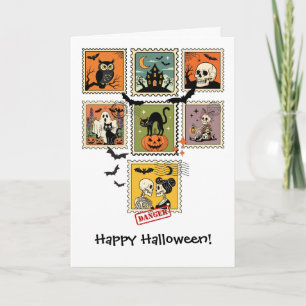 Vintage Halloween Postage Stamp Collection Card