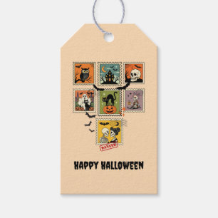 Vintage Halloween Postage Stamp Collection Gift Tags
