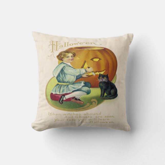Vintage Halloween Postcard Cushion (Front)