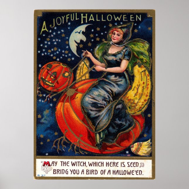 Vintage Halloween Postcard Poster (Front)
