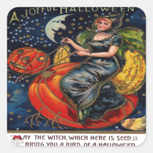 Vintage Halloween Postcard Square Sticker