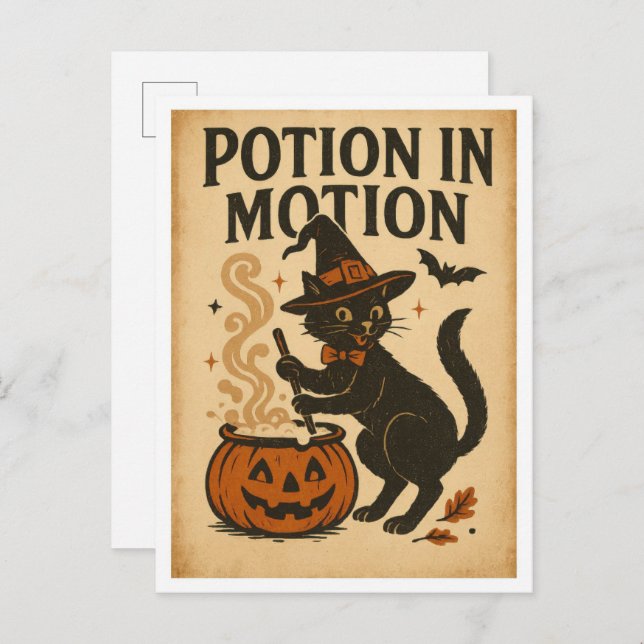 Vintage Halloween Potion in Motion Postcard (Front/Back)