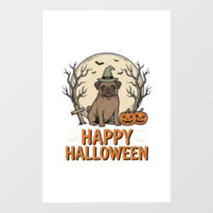 Vintage Halloween Pug Dog Witch Hat Shirt Design_1