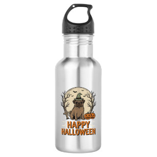 Vintage Halloween Pug Dog Witch Hat Shirt Design_1 532 Ml Water Bottle