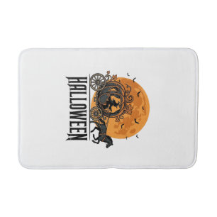 Vintage Halloween Pumpkin Carriage Witch Design_1 Bath Mat