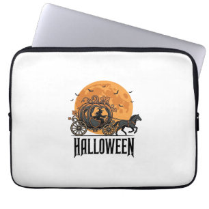 Vintage Halloween Pumpkin Carriage Witch Design_1 Laptop Sleeve
