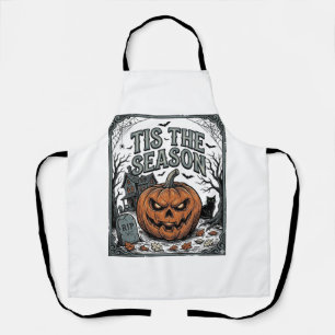 Vintage Halloween Pumpkin Cat Tis The Season Shirt Apron