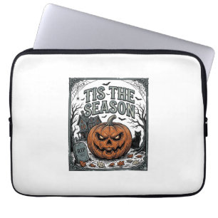 Vintage Halloween Pumpkin Cat Tis The Season Shirt Laptop Sleeve