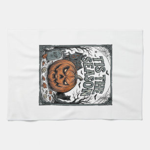 Vintage Halloween Pumpkin Cat Tis The Season Shirt Tea Towel