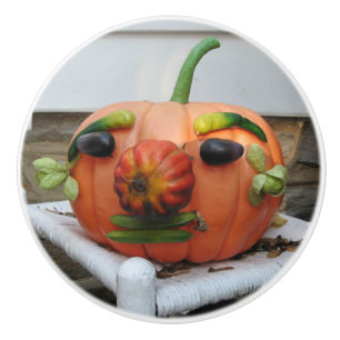 Vintage Halloween Pumpkin Ceramic Knob